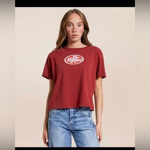 Dr Pepper Cropped Graphic T Shirt Rust Retro Soda Logo Tee